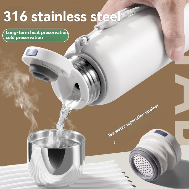316 Steel Thermos - 500ML Women’s Cup w/ Strap & Dual-Drink Lid