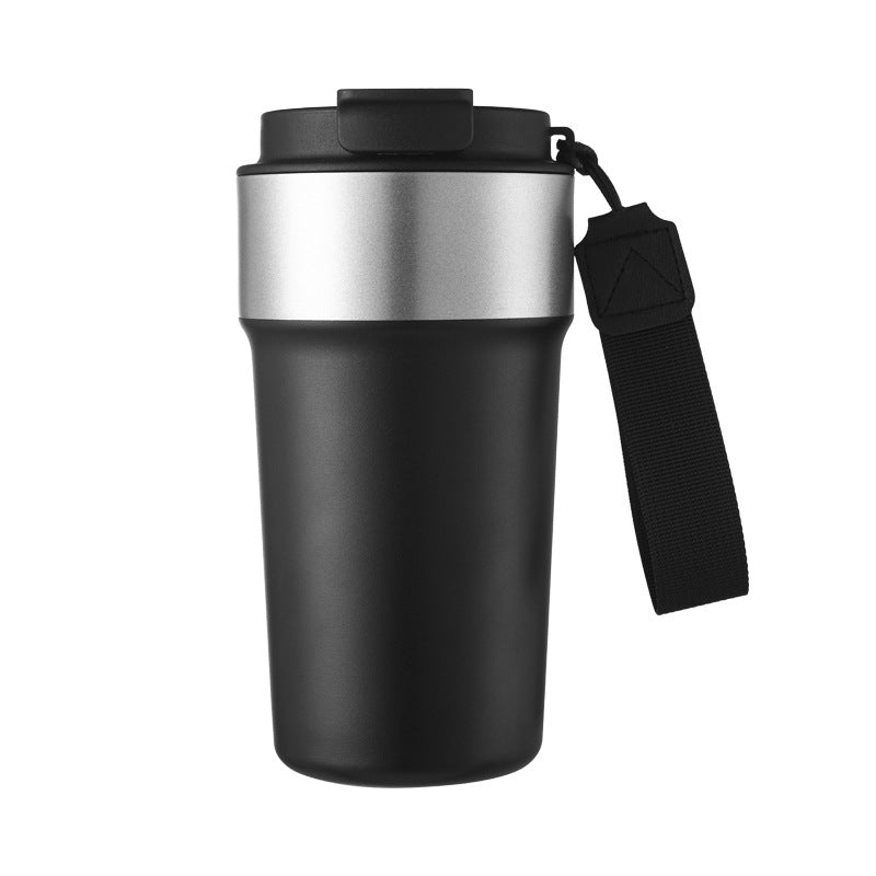 304 Steel Insulated Coffee Cup - 510ML Portable Car Mug w/ Strap