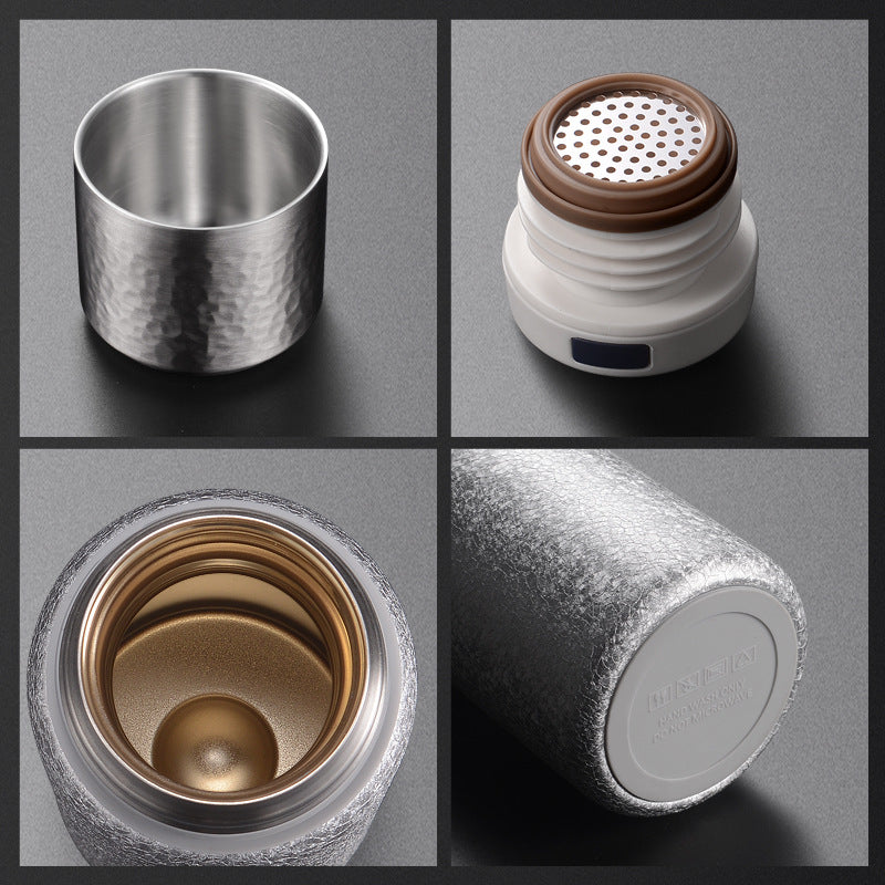 Titanium-Coated 304 Steel Insulated Tea Cup - 300ML Hammered